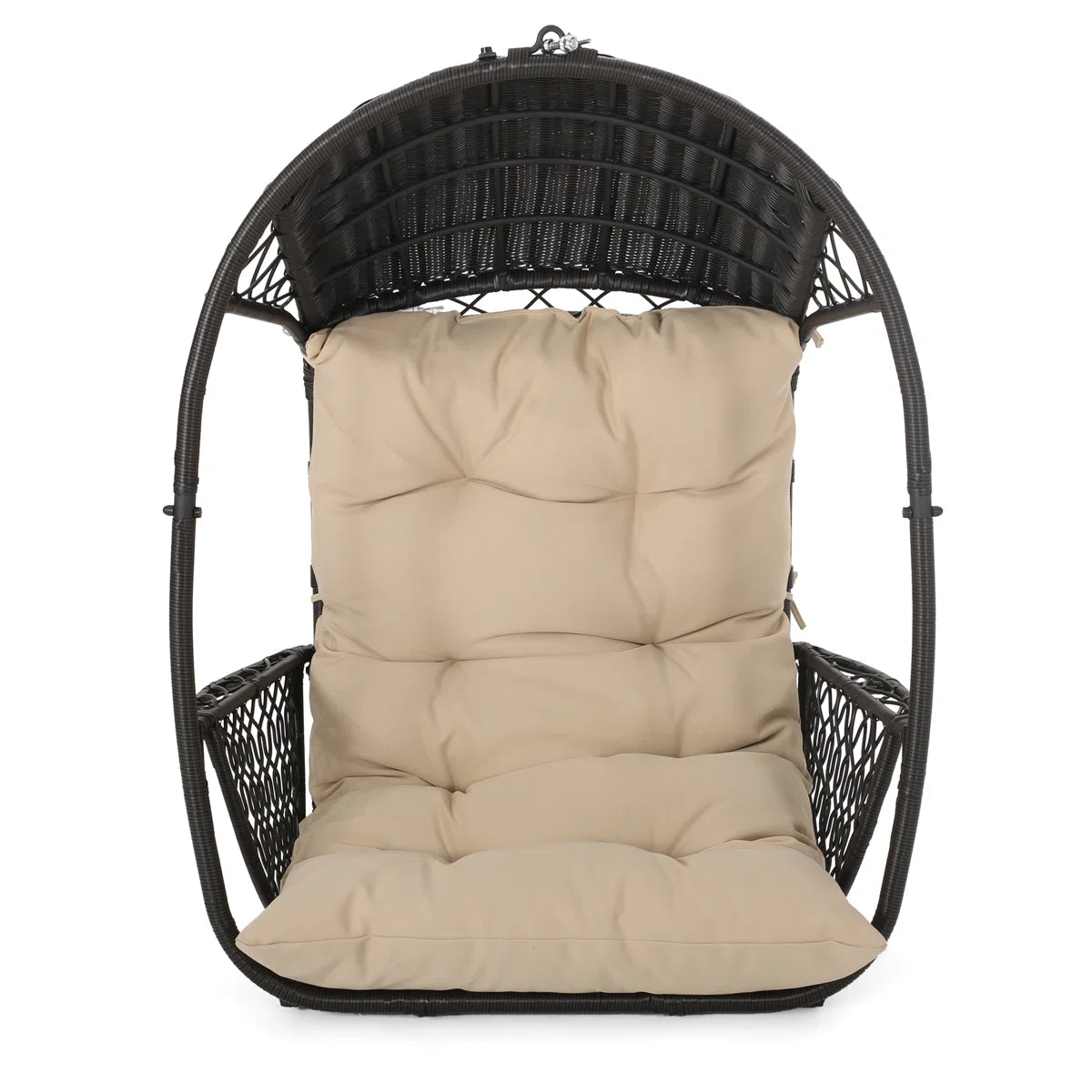 Furnishiaa Outdoor Hanging Basket Chair – Faux Rattan & Water-Resistant Cushions