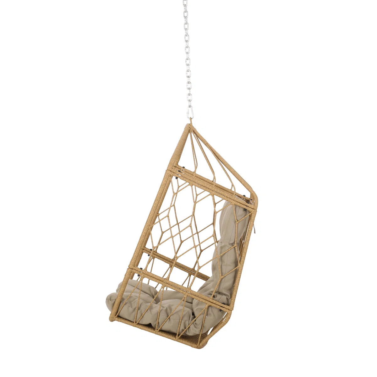 Furnishiaa Wicker Hanging Basket Swing Chair – With Cushions & Steel Frame for Indoor & Outdoor Use