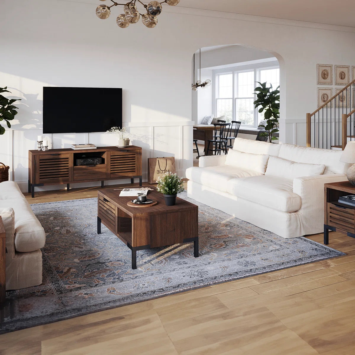 Furnishiaa Solid Sheesham Wood Coffee Table – Rustic Industrial Design