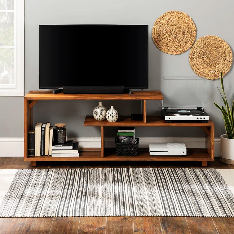 Furnishiaa Solid Sheesham Wood Rustic Modern Console & TV Stand