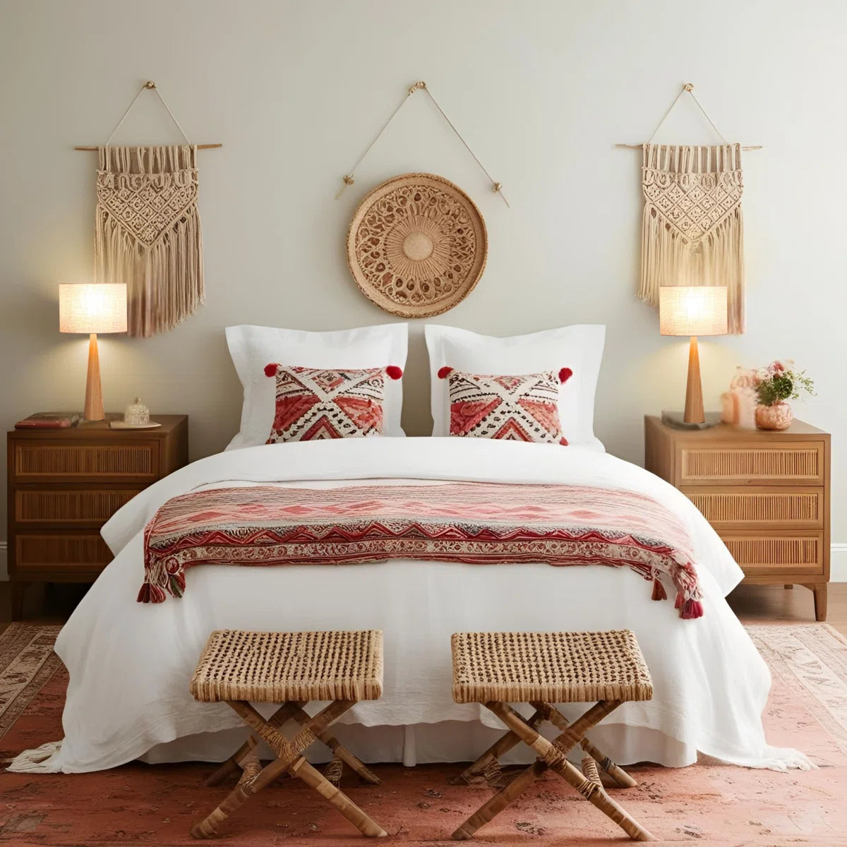 Furnishiaa 2-Piece Table Lamp Set – Solid Sheesham Wood Base with Linen Drum Shade