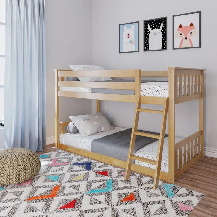 Furnishiaa Low Twin Over Twin Bunk Bed – Solid Sheesham Wood