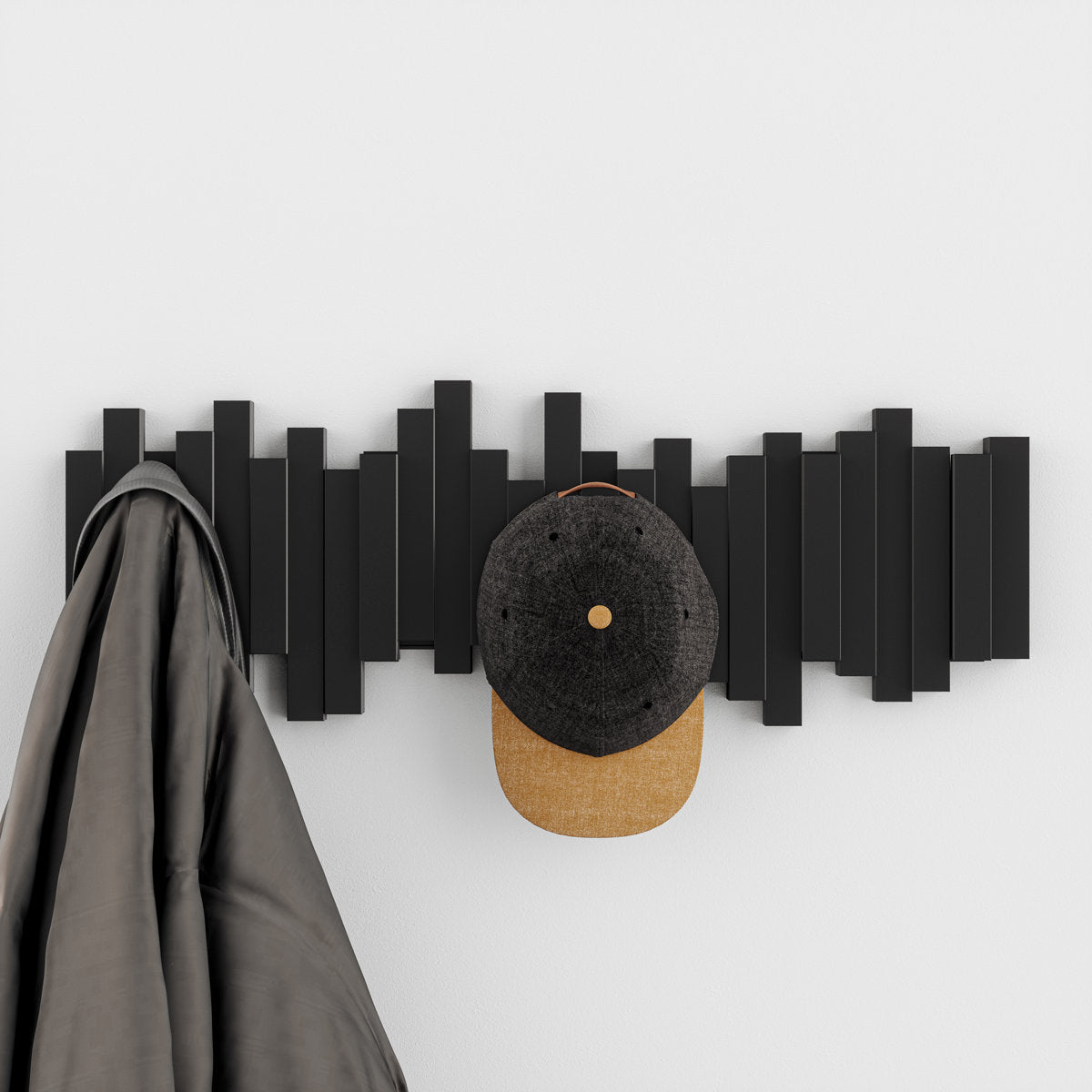 Furnishiaa Modern Wall-Mounted Coat Rack with Foldable Hooks (5 Hooks)