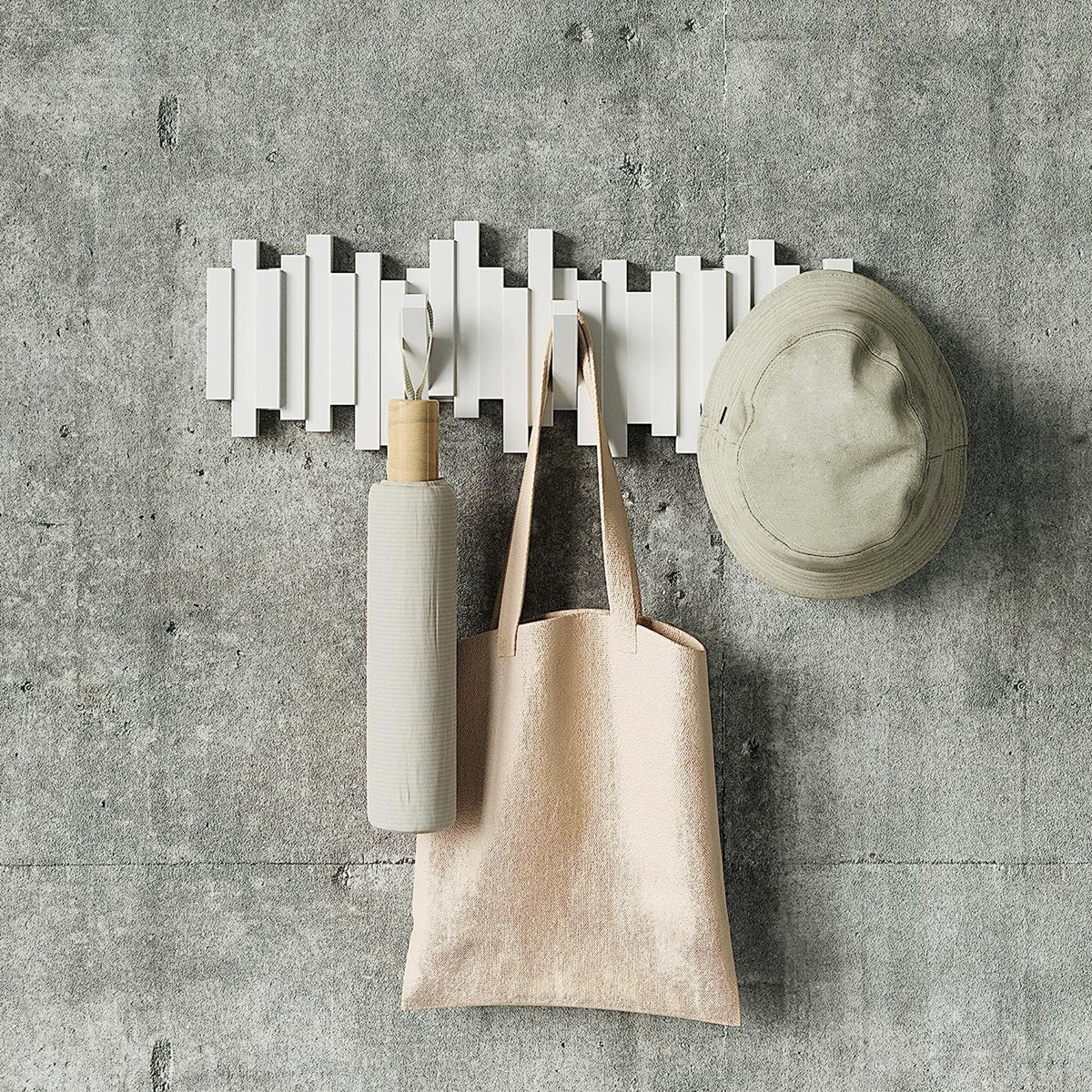 Furnishiaa Modern Wall-Mounted Coat Rack with Foldable Hooks (5 Hooks)