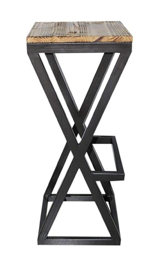 Solid Wood Top Iron Frame Multipurpose High Counter Bar Stool