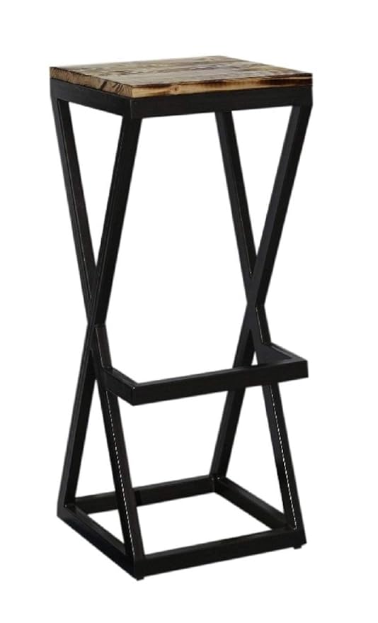 Solid Wood Top Iron Frame Multipurpose High Counter Bar Stool