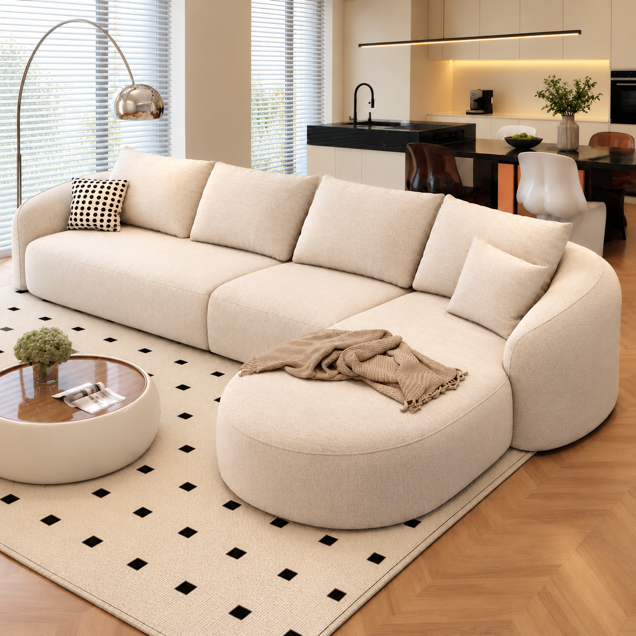Boneless Cloud Modular Sectional Sofa with Right-Facing Chaise – Black