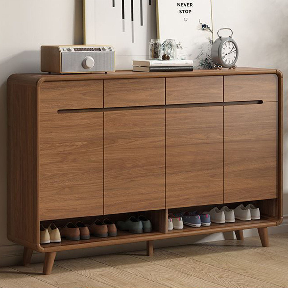 Furnishiaa 2-Drawer Shoe Organizer Cabinet with Adjustable Compartments