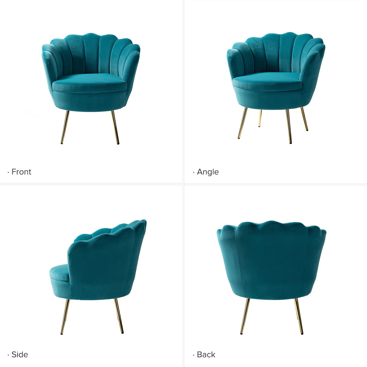 Furnishiaa Velvet Barrel Accent Chair with Gold Metal Legs