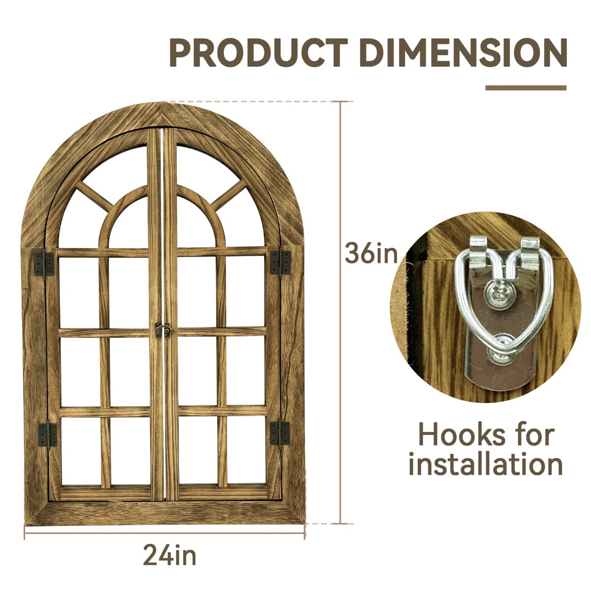 Farmhouse Style Window Mirror with Shutter Doors