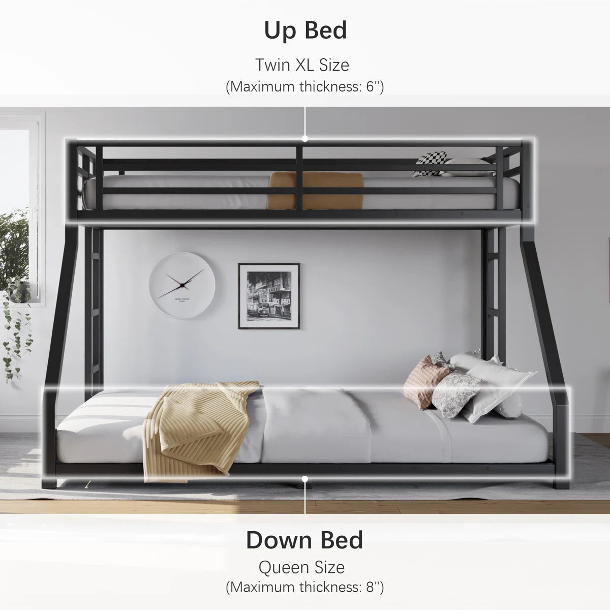 Furnishiaa Twin XL Over Queen Bunk Bed