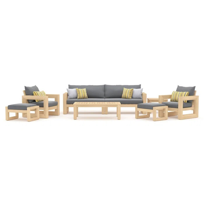 Furnishiaa 8-Piece Outdoor Sofa Seating Group – Solid Sheesham Wood Frame
