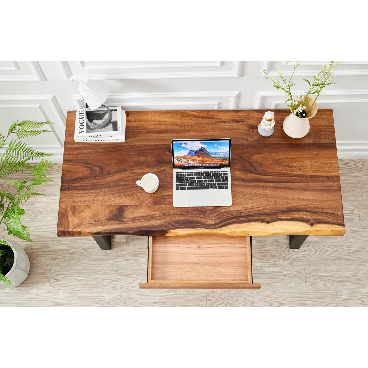 Furnishiaa Handcrafted Live-Edge Office Desk