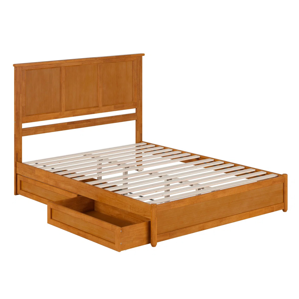 Furnishiaa Solid Sheesham Wood Platform Bed with Panel Footboard & Storage Drawers