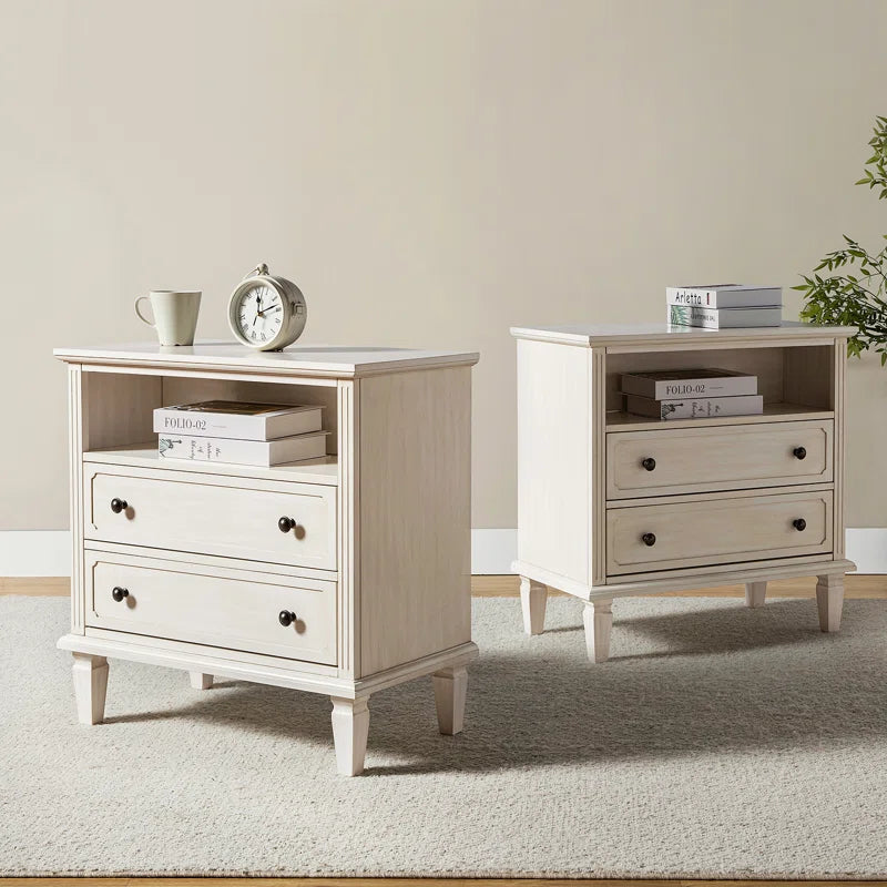 2-Piece Solid Sheesham Wood Nightstand Set with Charging Station – Furnishiaa