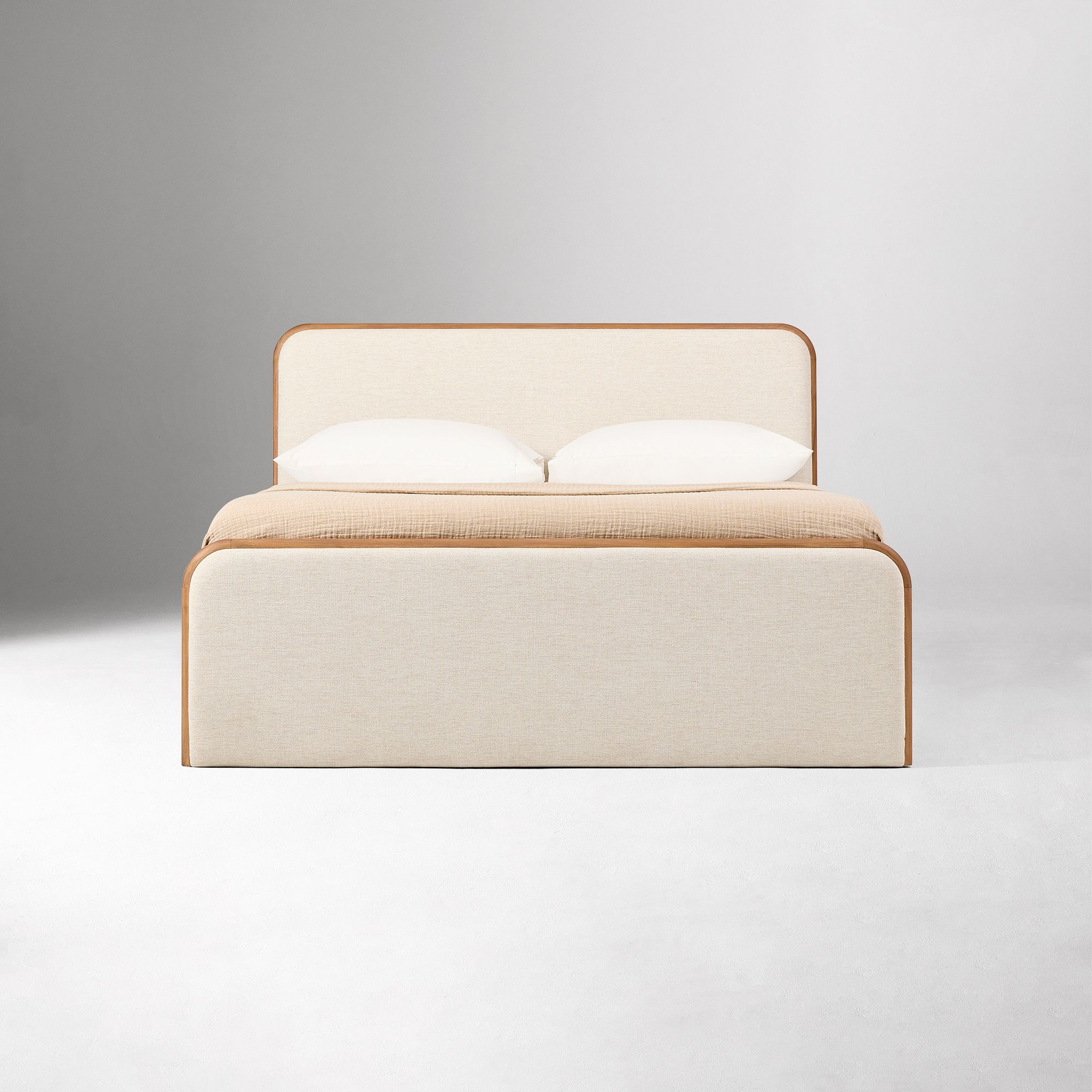 Furnishiaa Solid Sheesham Wood Upholstered Storage Bed with Drawers