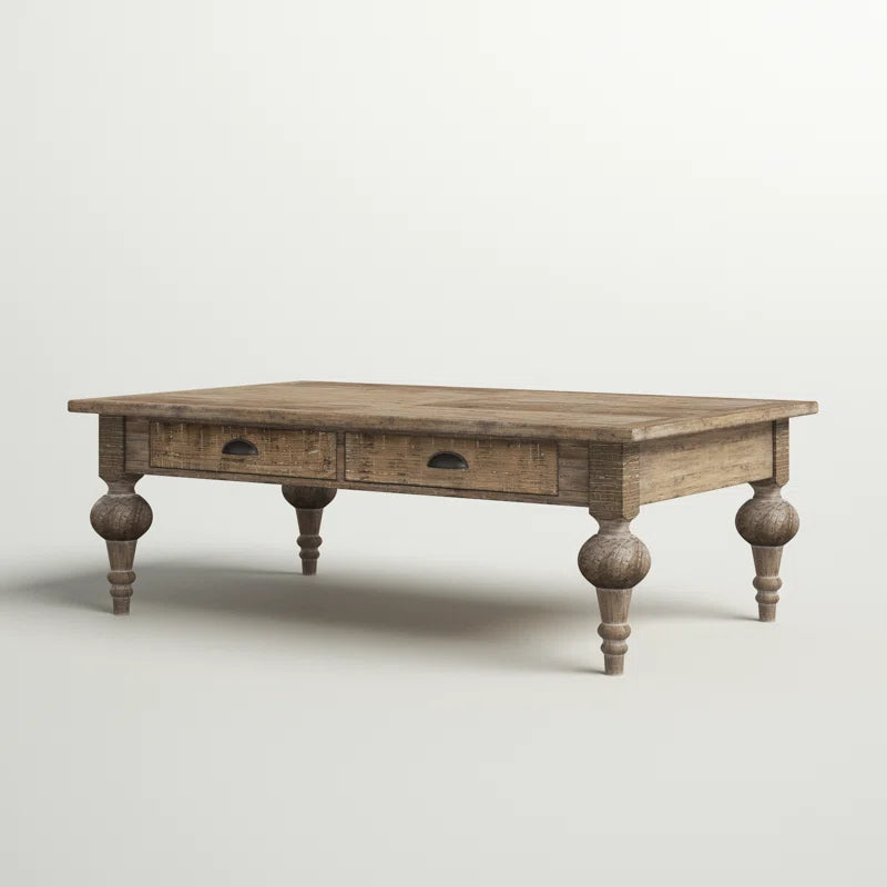 Furnishiaa Solid Wood Distressed Coffee Table