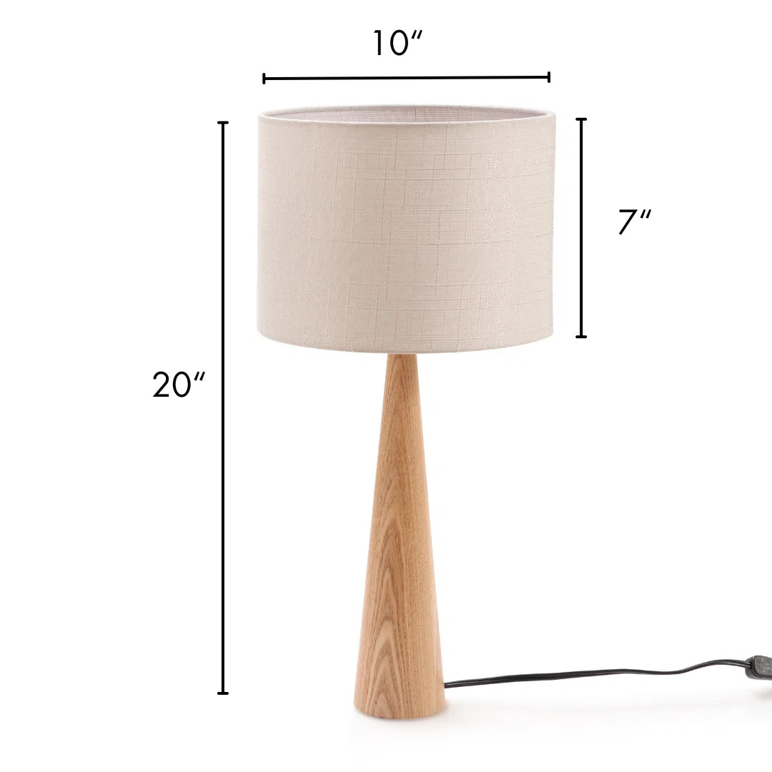 Furnishiaa 2-Piece Table Lamp Set – Solid Sheesham Wood Base with Linen Drum Shade