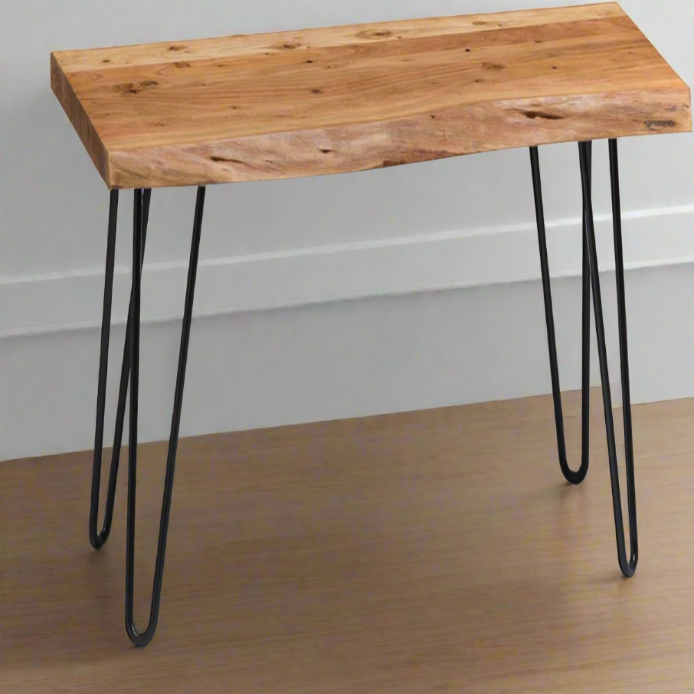 Furnishiaa Live Edge Solid Wood and Metal Hairpin Legs Table