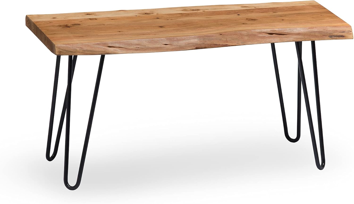 Furnishiaa Live Edge Solid Wood and Metal Hairpin Legs Table