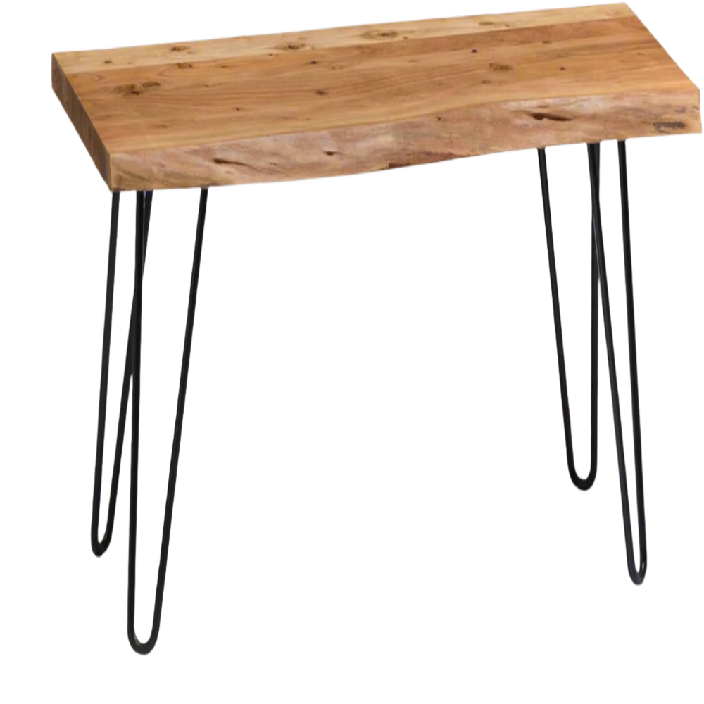 Furnishiaa Live Edge Solid Wood and Metal Hairpin Legs Table