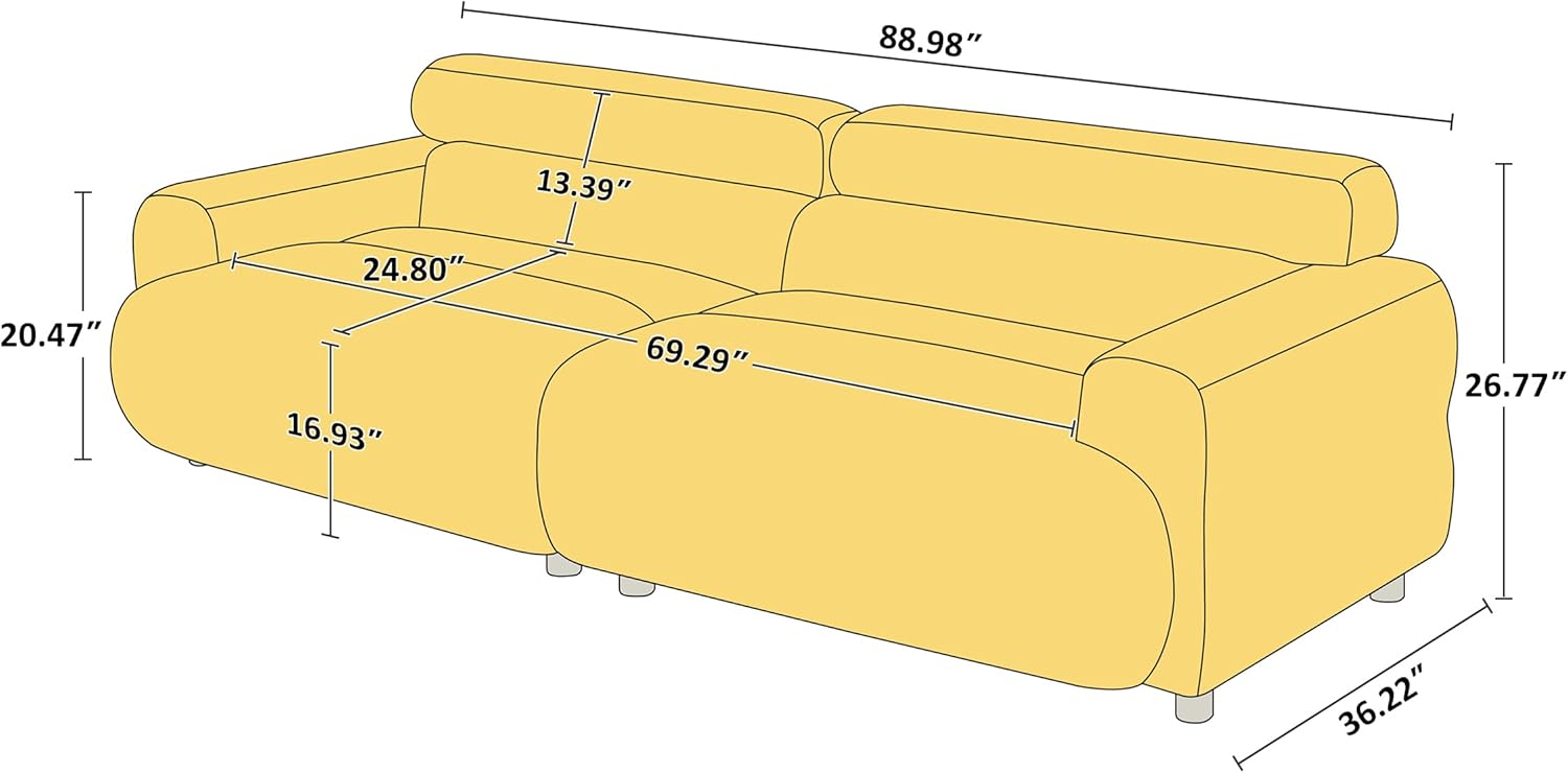 89" Boucle Cloud Loveseat Sofa Couch, Comfy Upholstered Deep Seat Boucle Sofa, Mid Century Modern Couch for Living Room Bedroom Apartment