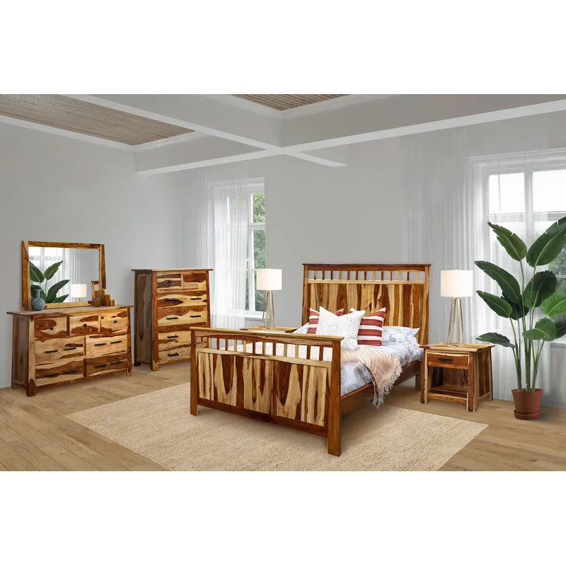 Furnishiaa Solid Sheesham Wood Natural Bed For Home