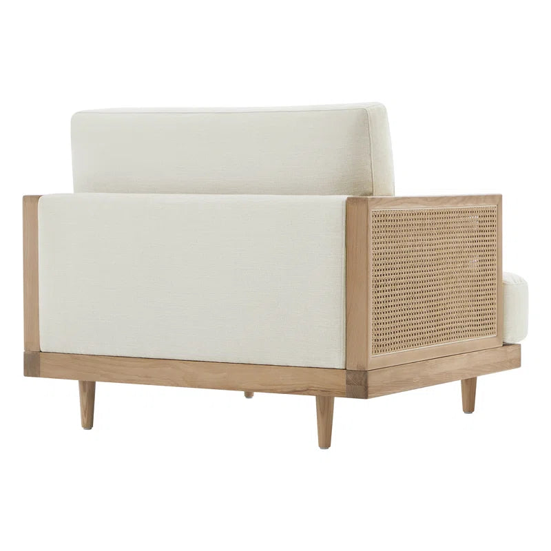 Solid Wood Upholstered Natural Cane Sofa Set