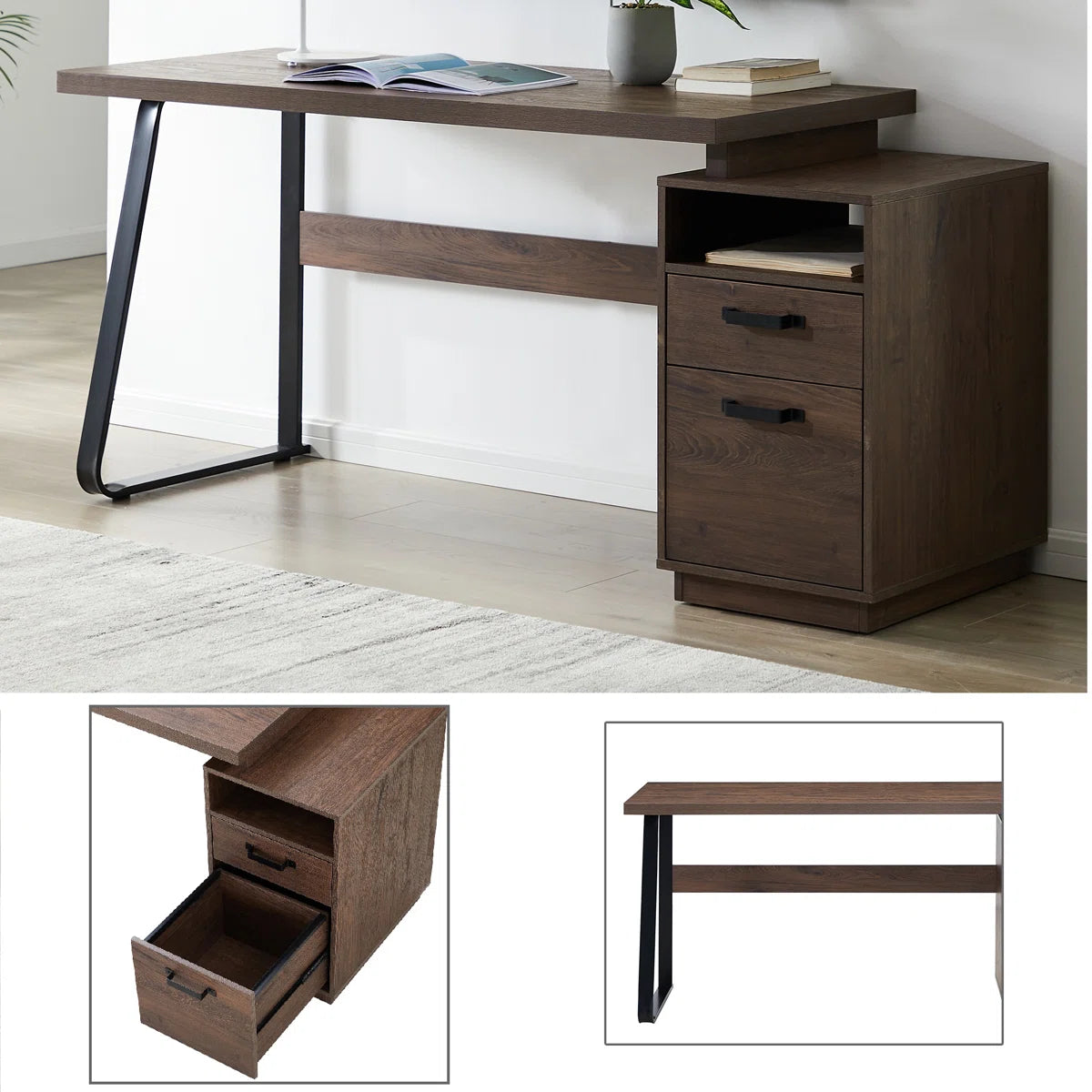 Furnishiaa Solid Sheesham Wood Computer Desk with Drawers