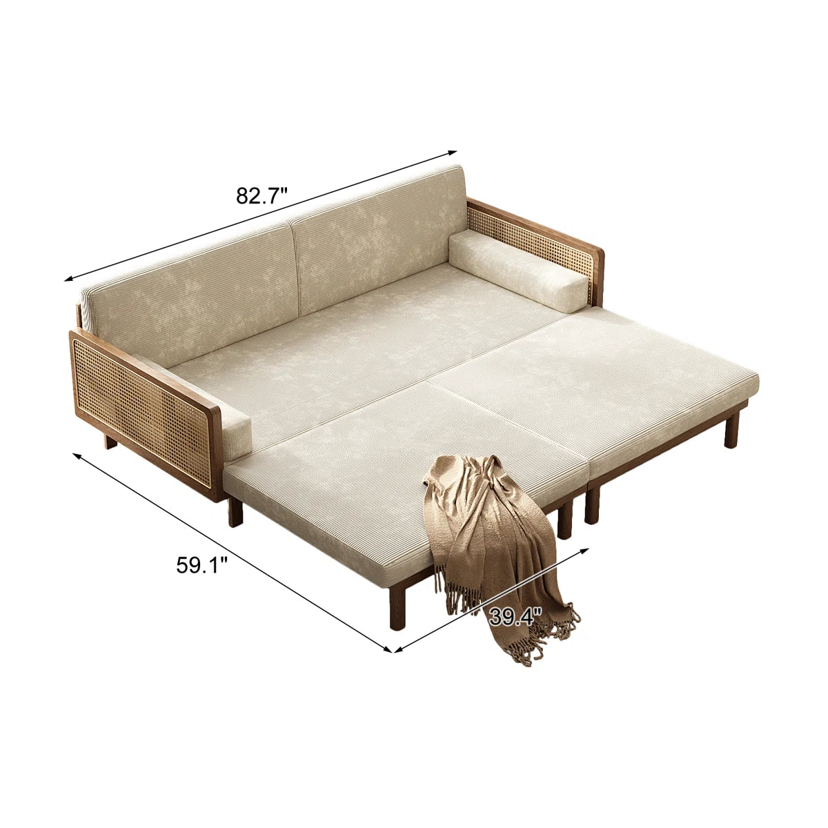 Furnishiaa Convertible Solid Sheesham Wood Sofa Bed