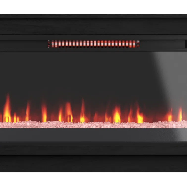 Furnishiaa Solid Sheesham Wood Fireplace TV Stand