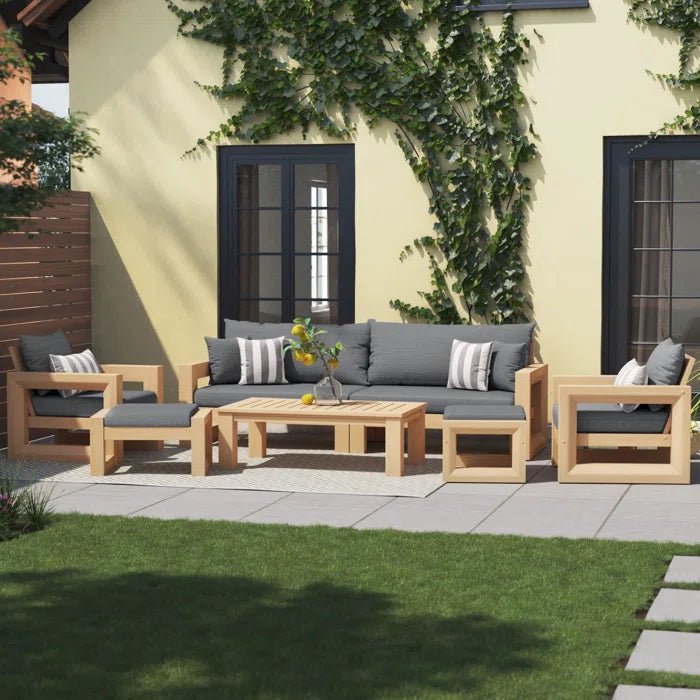 Furnishiaa 8-Piece Outdoor Sofa Seating Group – Solid Sheesham Wood Frame