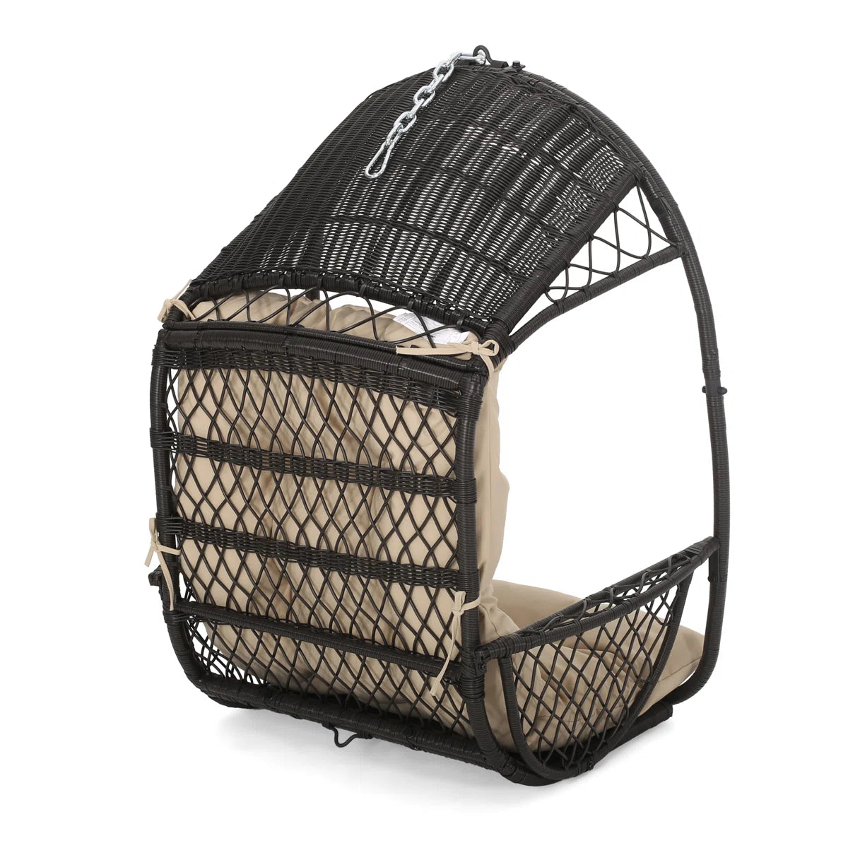 Furnishiaa Outdoor Hanging Basket Chair – Faux Rattan & Water-Resistant Cushions