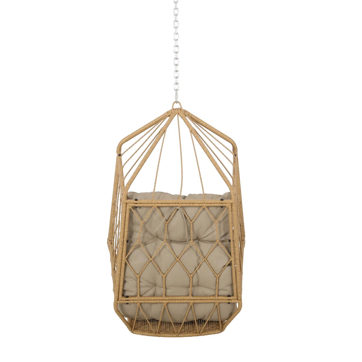 Furnishiaa Wicker Hanging Basket Swing Chair – With Cushions & Steel Frame for Indoor & Outdoor Use