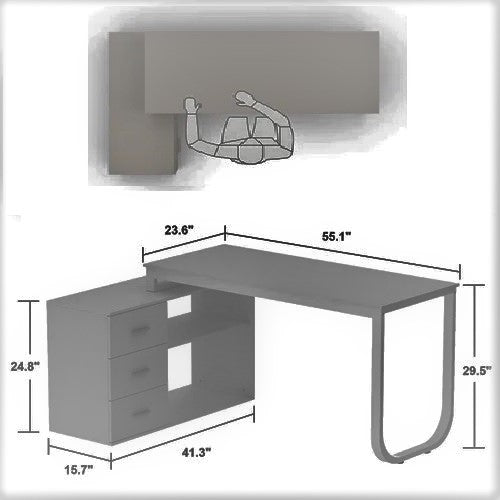 FURNISHIAA Ultimate Sheesham & Metal L Shaped Study Table for Home/Office