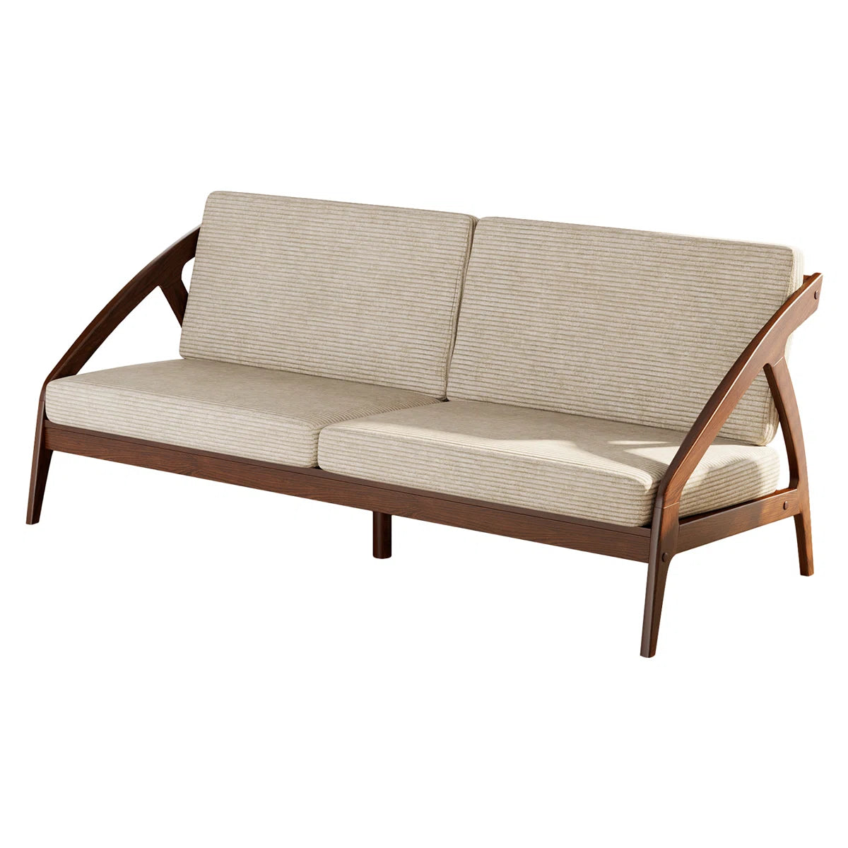 Furnishiaa Solid Sheesham Wood Sofa with Corduroy Upholstery