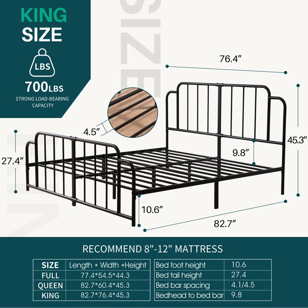 Furnishiaa Modern Metal Platform Bed – Queen & King Size