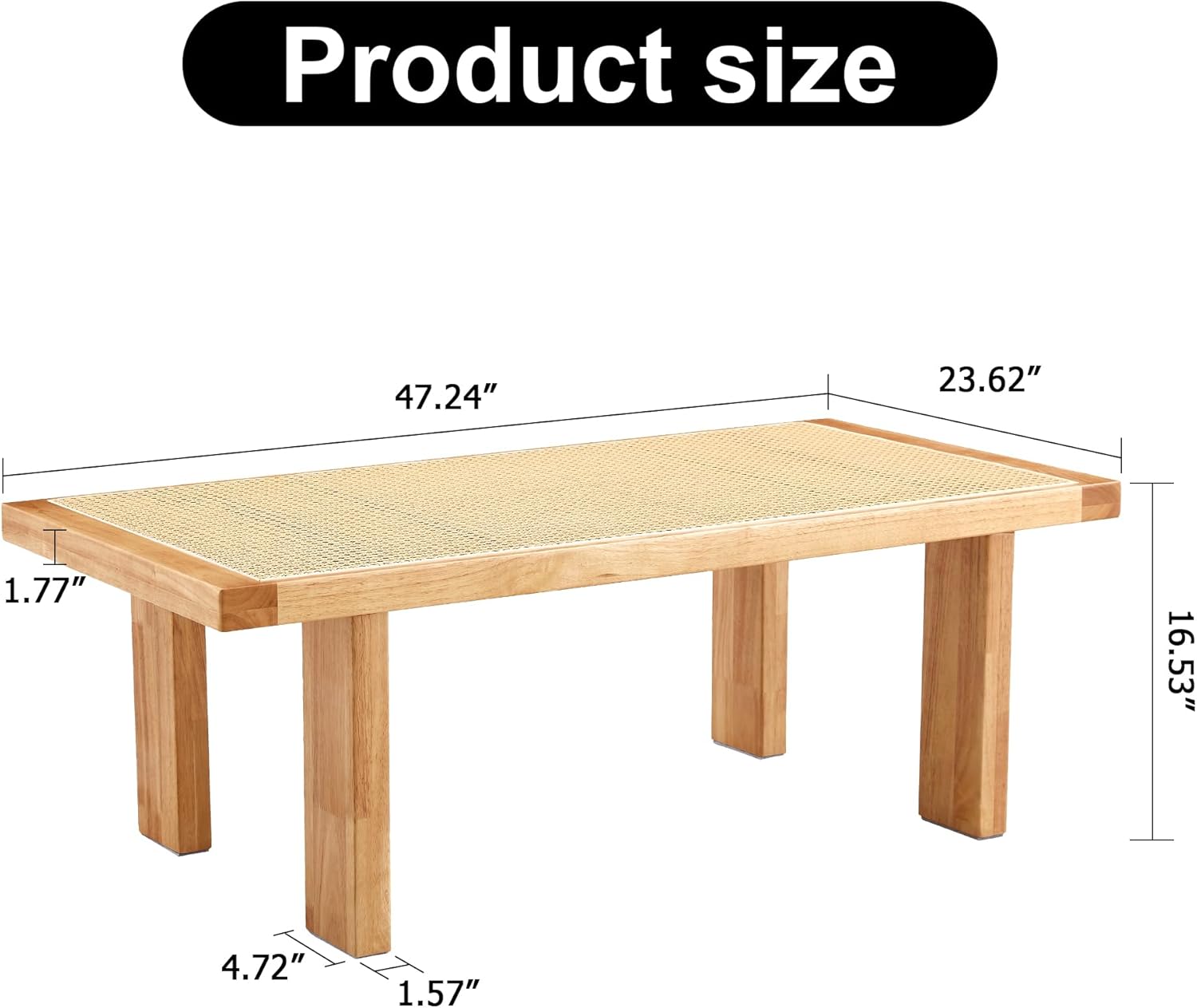 Furnishiaa Solid Wood Natural Rattan Coffee Table