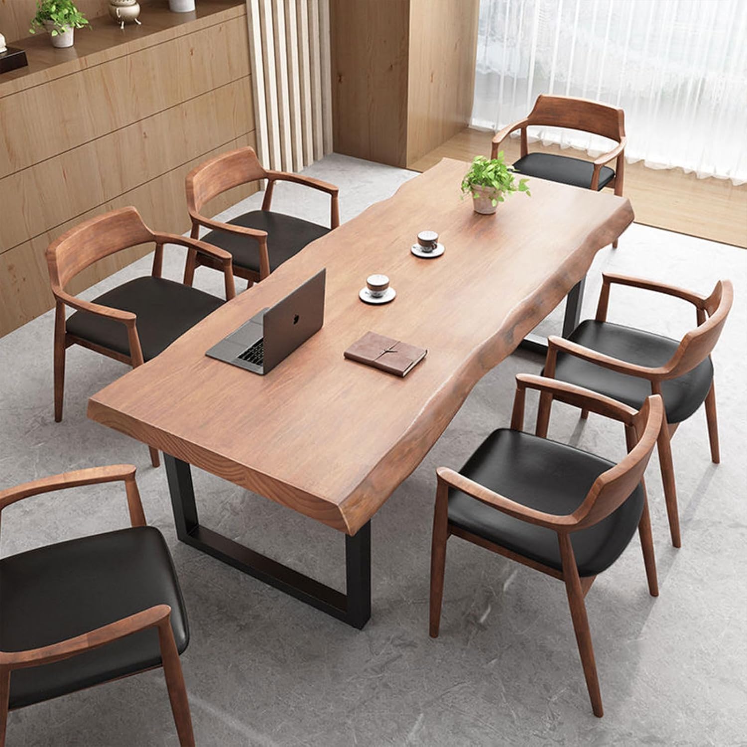 Furnishiaa Solid Wood Live Edge Dining Table