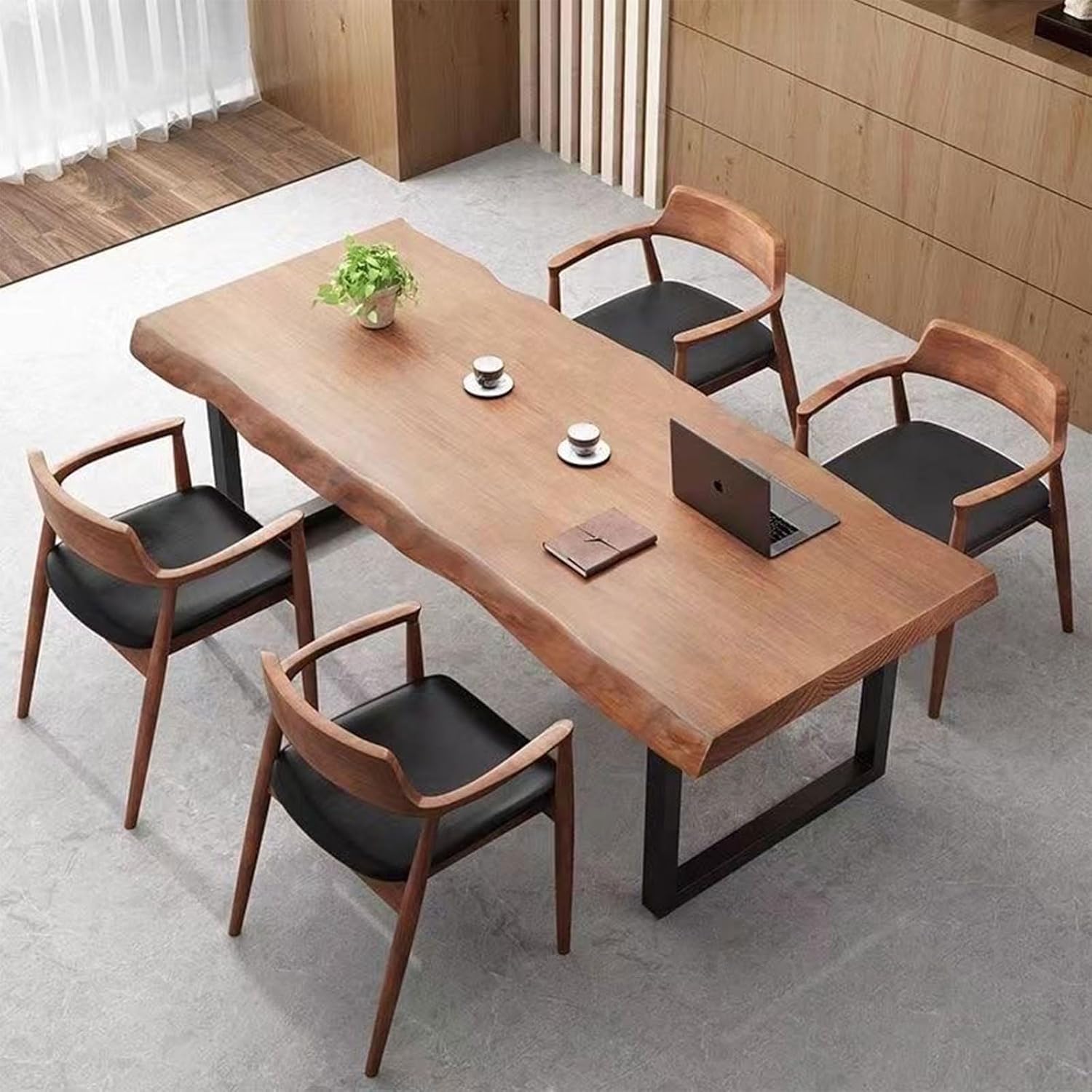 Furnishiaa Solid Wood Live Edge Dining Table