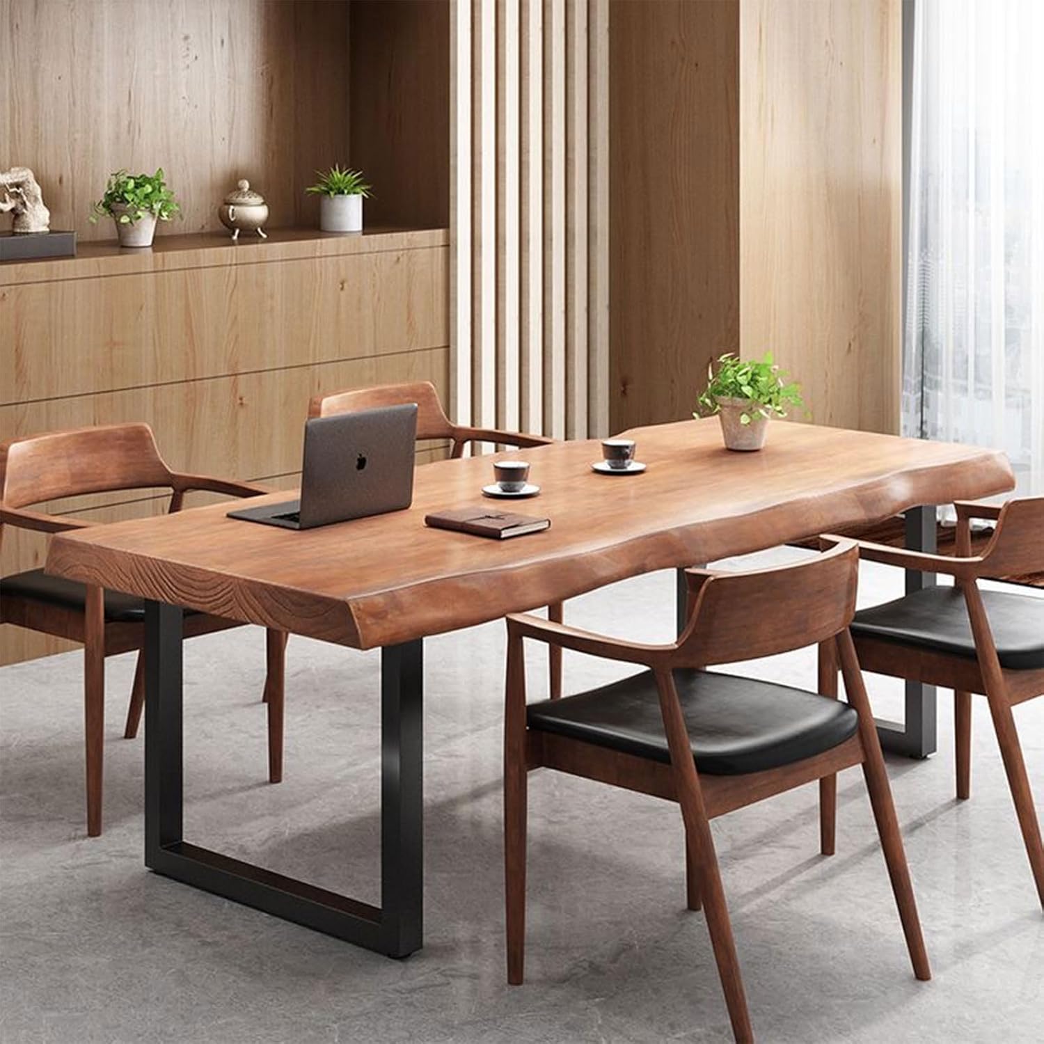 Furnishiaa Solid Wood Live Edge Dining Table