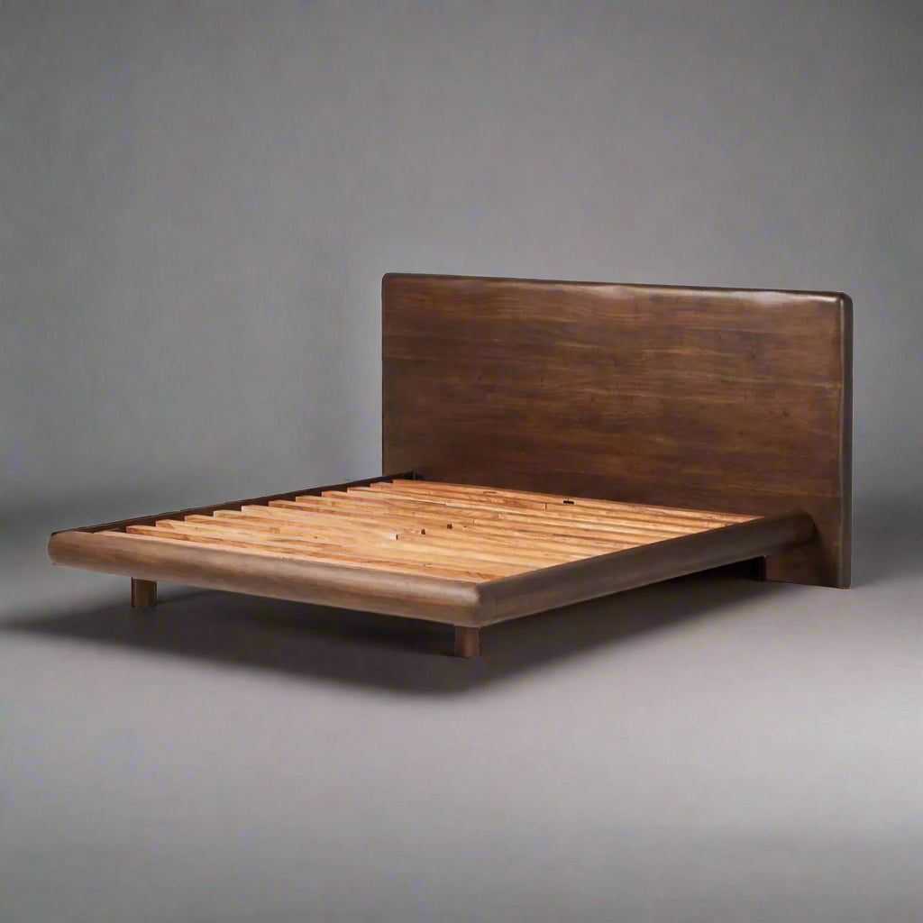 Furnishiaa Rustic Brown Acacia Bed: Perfect for Homes, Hotels, and Airbnbs