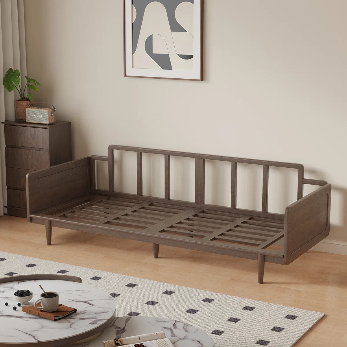 Elegant 3-Seater Corduroy Sofa with Solid Sheesham Wood Frame