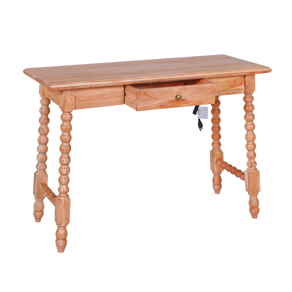 Furnishiaa Sheesham Wood Writing Desk with Drawer and Power Outlet – 43 Inch