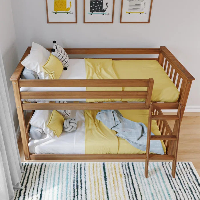 Furnishiaa Low Twin Over Twin Bunk Bed – Solid Sheesham Wood