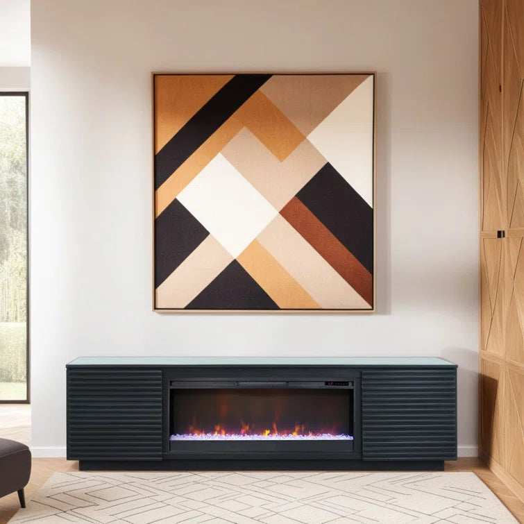 Furnishiaa Solid Sheesham Wood Fireplace TV Stand