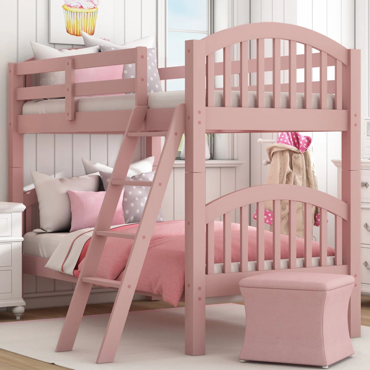 Furnishiaa Twin Over Twin Solid Sheesham Wood Bunk Bed