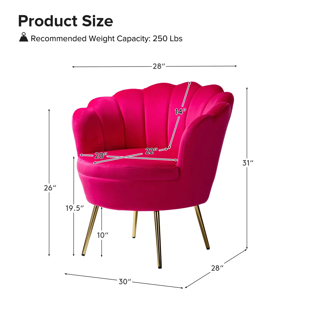 Furnishiaa Velvet Barrel Accent Chair with Gold Metal Legs