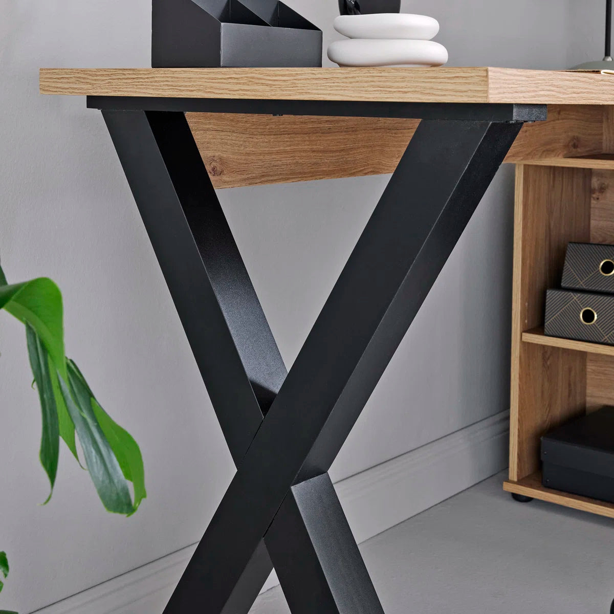 Furnishiaa Solid Sheesham Wood L-Shaped Corner Desk with Storage