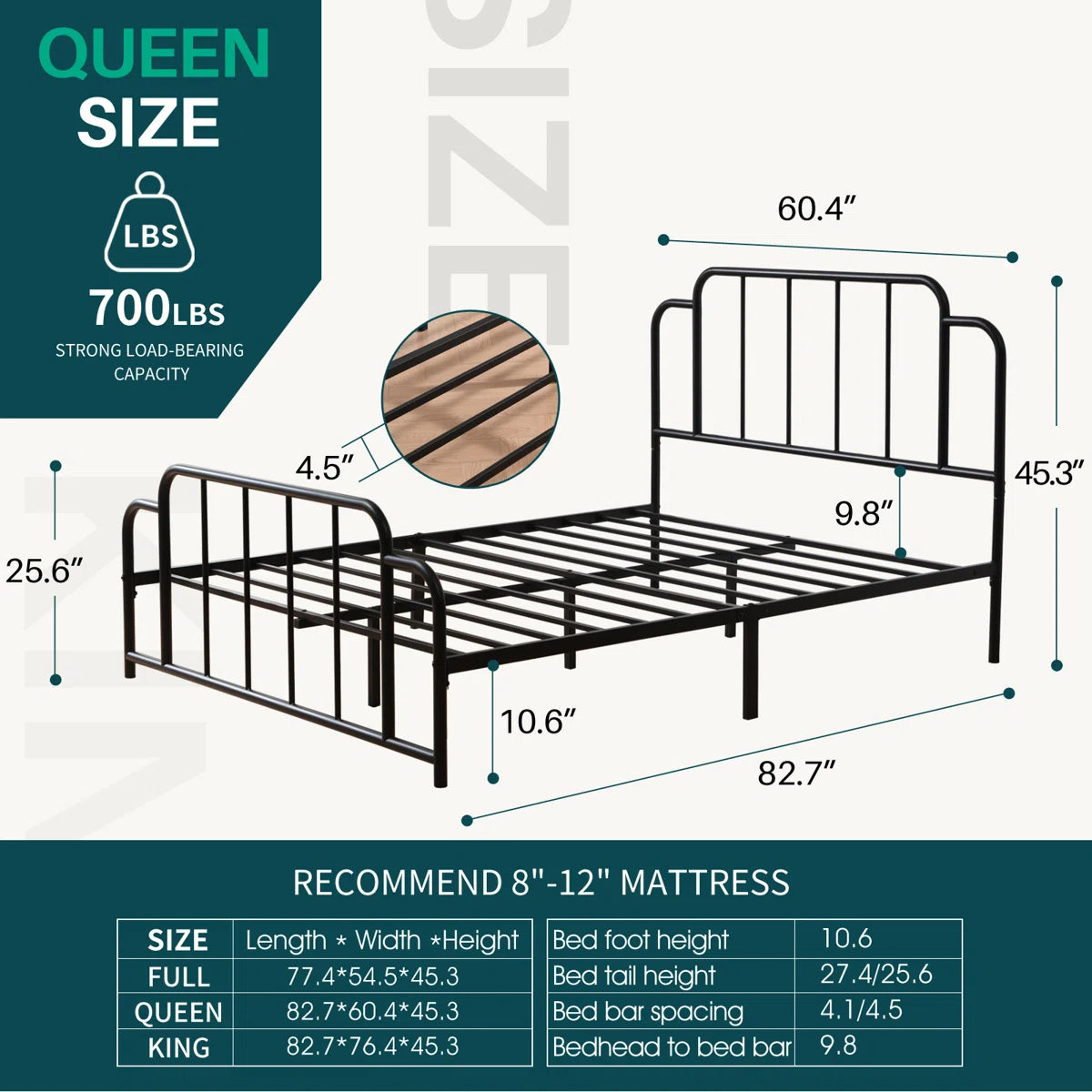 Furnishiaa Modern Metal Platform Bed – Queen & King Size
